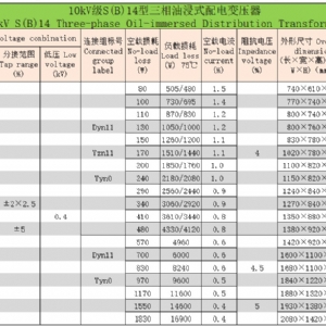 10kV級S(B)系列三相油浸式配電變壓器